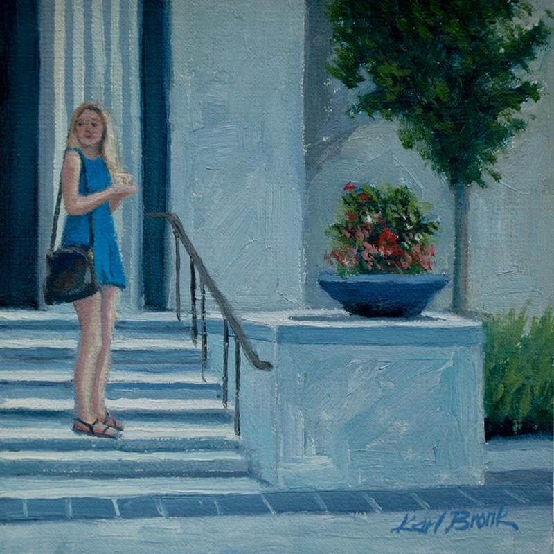 Painting Girl in Blue by Bronk Karl | Painting Figurative Oil Life style
