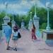 Painting Garden Park Bridge by Bronk Karl | Painting Figurative Oil Urban