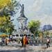 Peinture Place de la République par Lallemand Yves | Tableau Figuratif Urbain Scènes de vie Acrylique