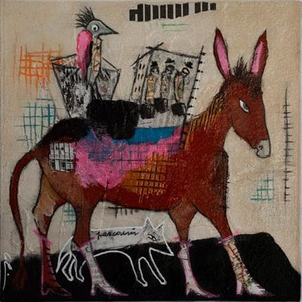Peinture Le depart # N par Colin Sylvie | Tableau Art Singulier Mixte animaux