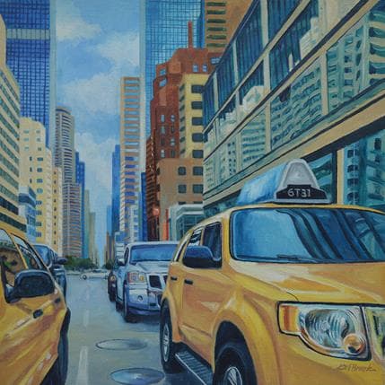 Peinture In Traffic par Bronk Karl | Tableau Figuratif Huile scènes de vie
