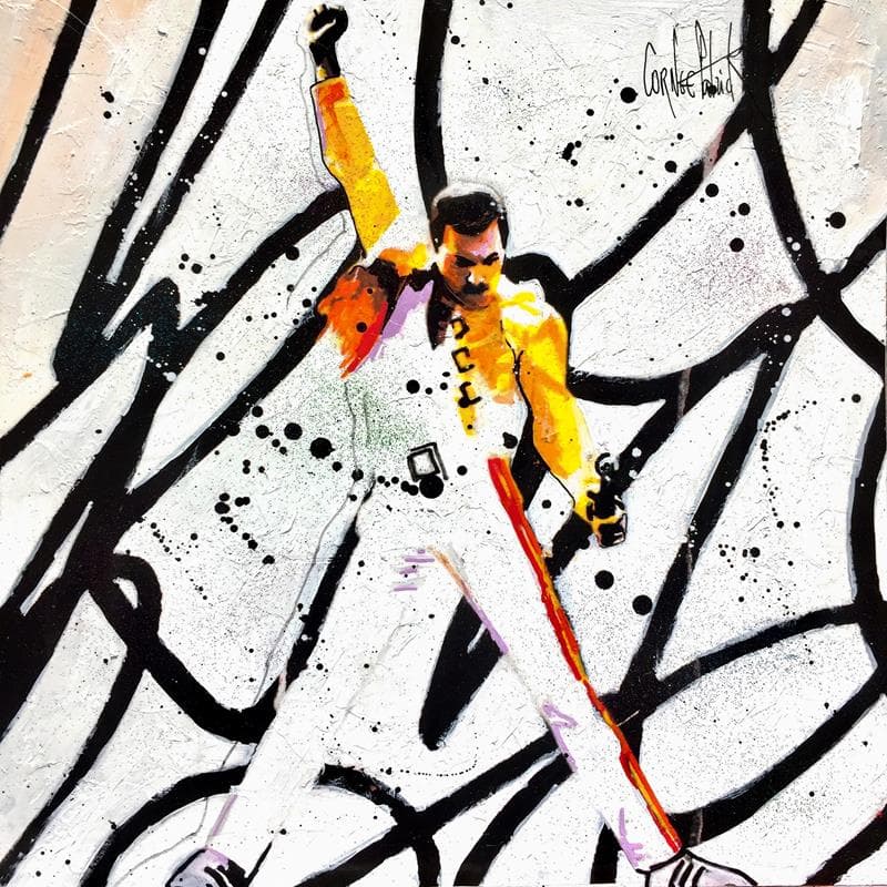 Peinture Freddie Mercury is back par Cornée Patrick | Tableau Pop Art Mixte icones Pop