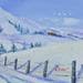 Peinture Les chalets en hiver par Vitoria | Tableau Figuratif Paysages Huile Acrylique