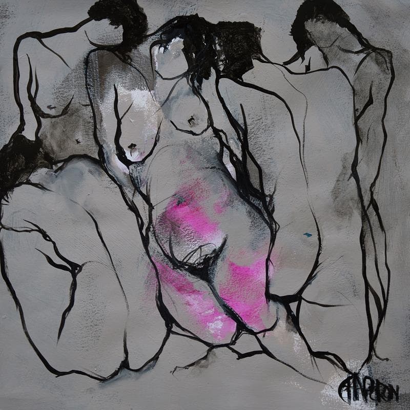 Painting Photo de famille by Chaperon Martine | Painting Figurative Mixed Nude