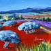 Painting Oliviers et coquelicots by Vitoria | Painting Figurative Landscapes Oil Acrylic