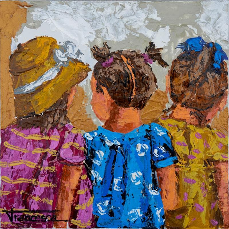 Painting Pequenas amigas by Escobar Francesca | Painting Figurative Acrylic Life style