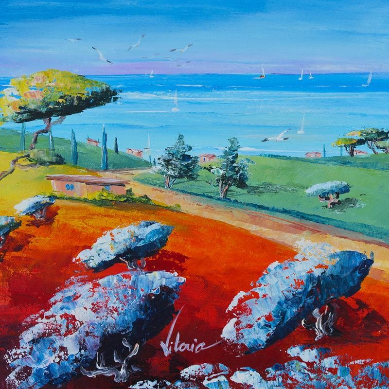 Painting Les vacances en Provence by Vitoria | Painting Figurative Acrylic Landscapes