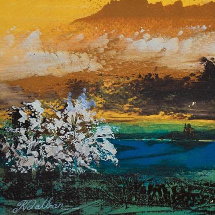 Peinture Les cerisiers par Dalban Rose | Tableau Abstrait Huile Paysages