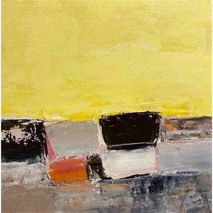 Painting Bord de mer et ciel jaune by Hillenweck Philippe | Painting Abstract Oil Landscapes