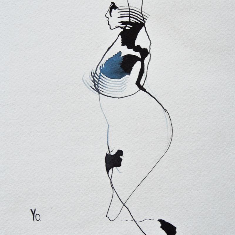 Painting Avec force by YO | Painting Figurative Nude
