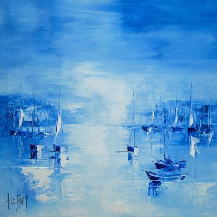 Painting Composition Marine Bleu nÂ°12 NV by Le Diuzet Albert | Painting Figurative Oil Marine