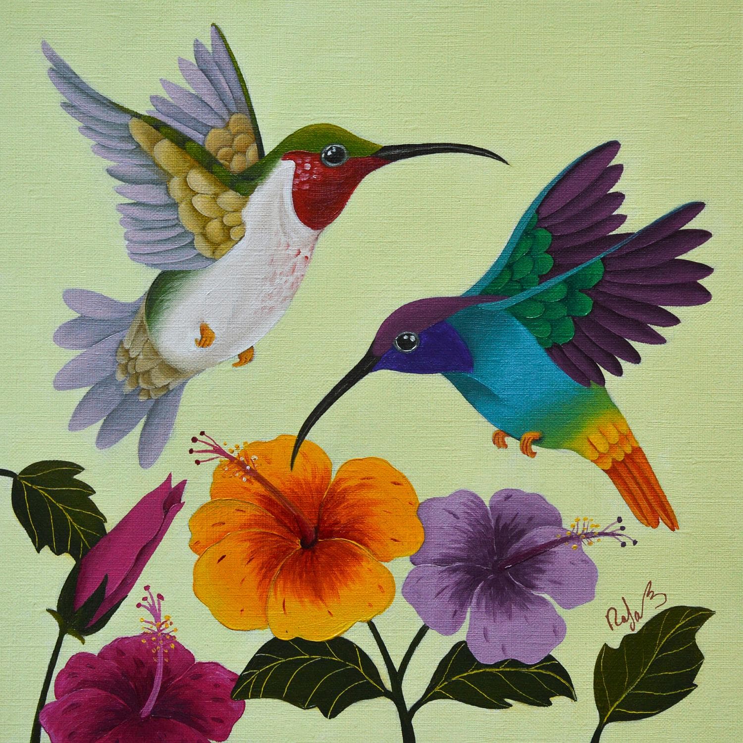Small Paintings Les Colibris By Raphaele Lennoz Carre D Artistes