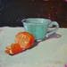 Painting Clémentines-tasses by Morales Géraldine | Painting Figurative Oil still-life