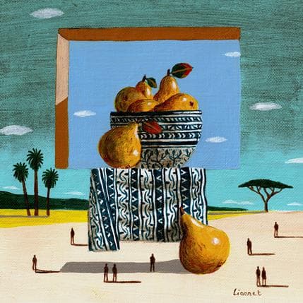 Painting Poires by Lionnet Pascal | Painting Surrealist Oil still-life