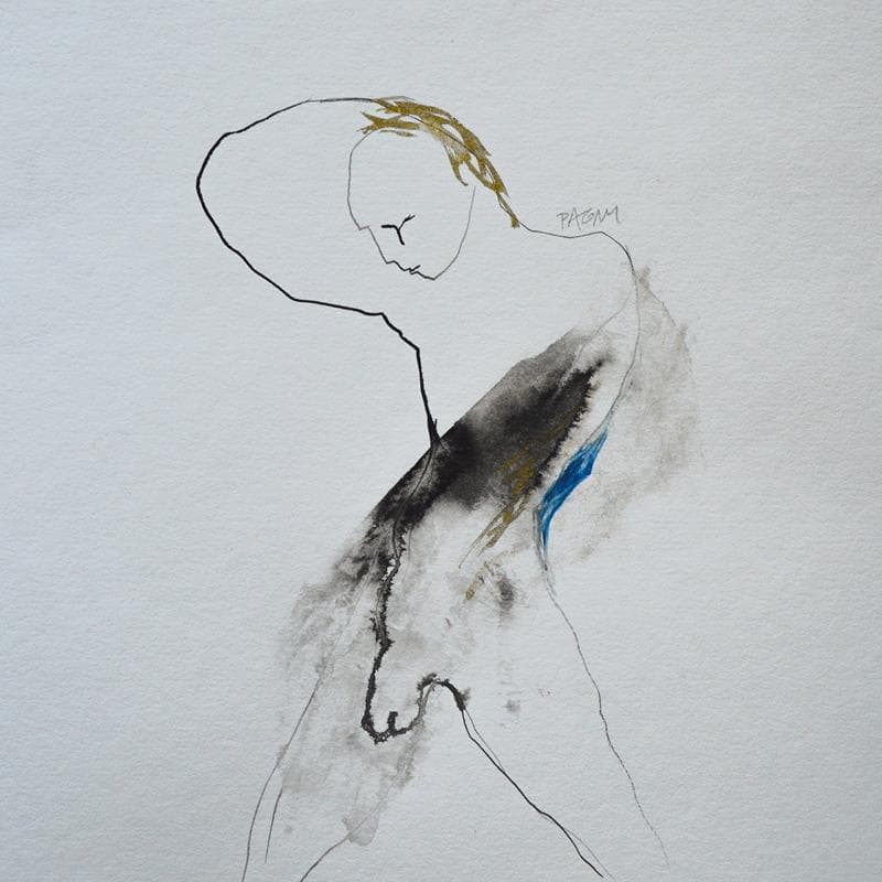 Painting Geste nu by Pagny Corine | Painting Figurative Black & White, Nude