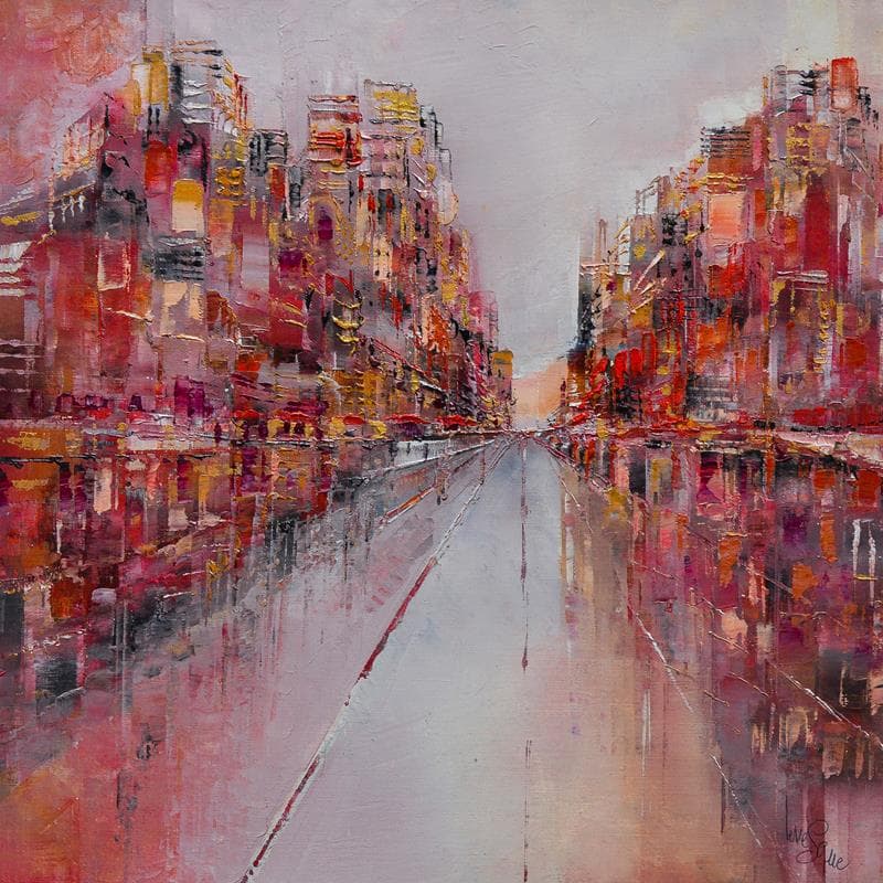 Painting On the road by Levesque Emmanuelle | Painting Abstract Urban Oil
