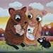 Peinture Histoire de cochon d'indes par Lennoz Raphaële | Tableau Art naïf Animaux Huile
