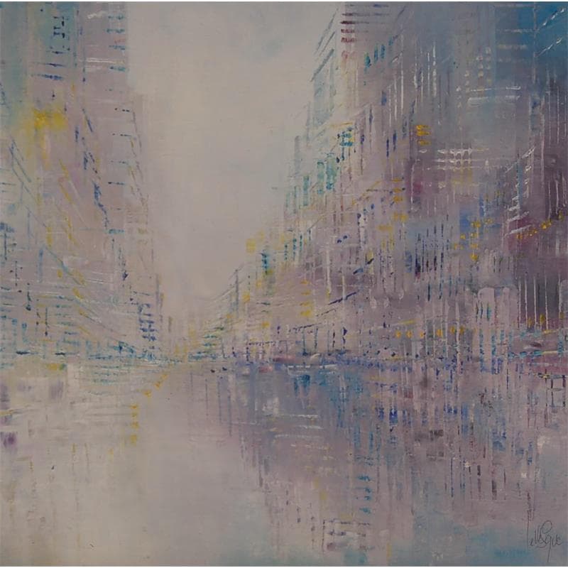 Painting Miroitements dans la brume romantique by Levesque Emmanuelle | Painting Abstract Oil Urban