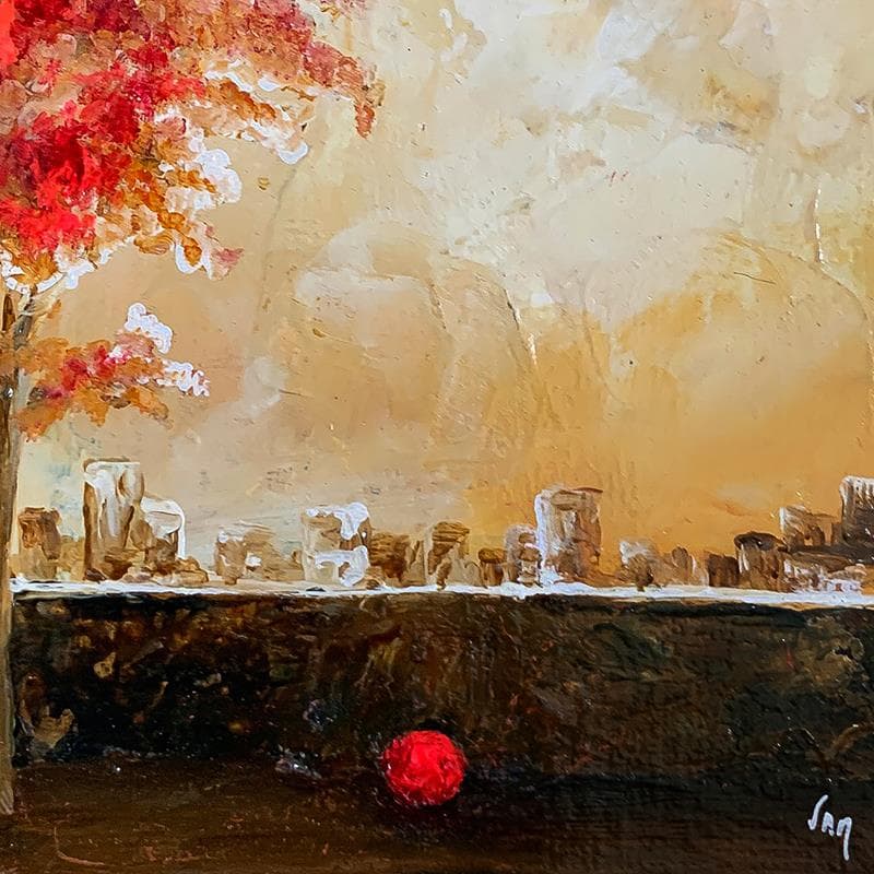 Painting Le lac by Mezan de Malartic Virginie | Painting Figurative Oil Life style