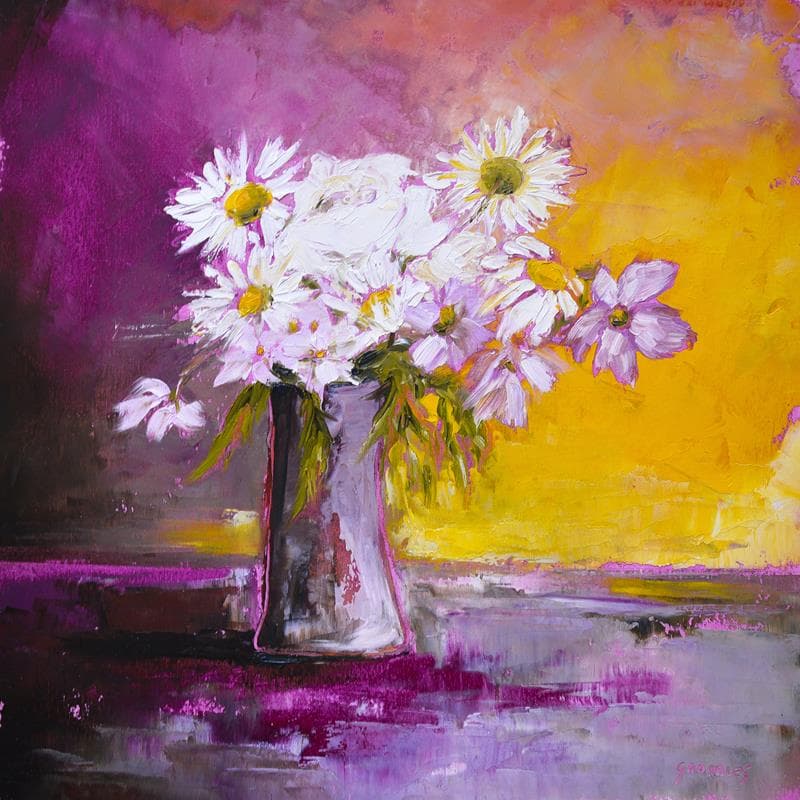 Painting Bouquet 6 by Morales Géraldine | Painting Figurative Still-life Oil Acrylic