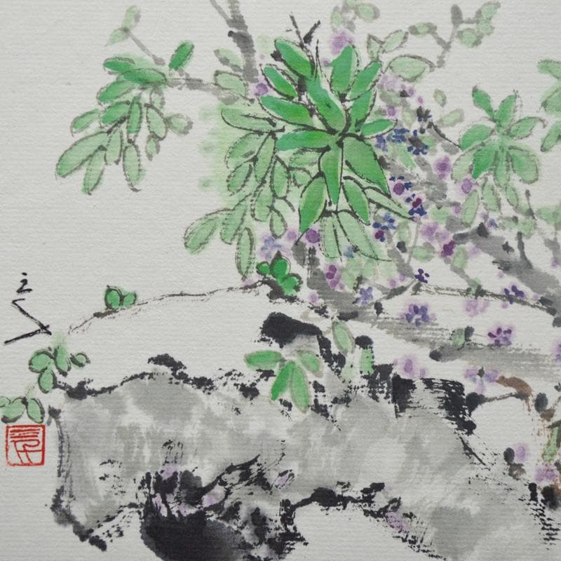 Gemälde Bamboo grove von Sanqian | Gemälde Figurativ Landschaften