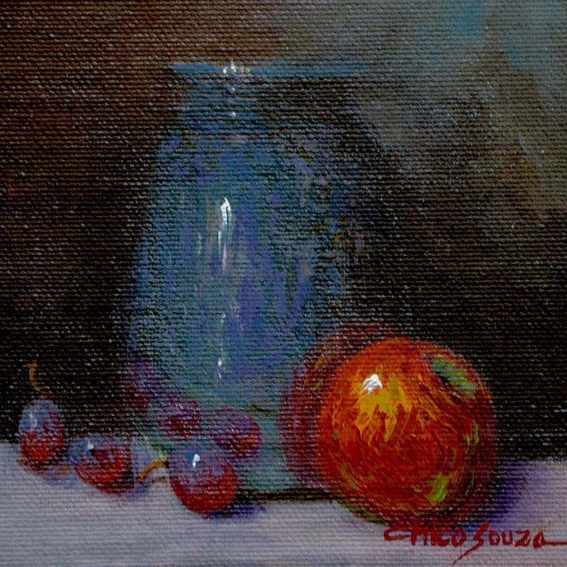 Painting Silver apple and grape by Chico Souza | Painting Figurative Oil Landscapes