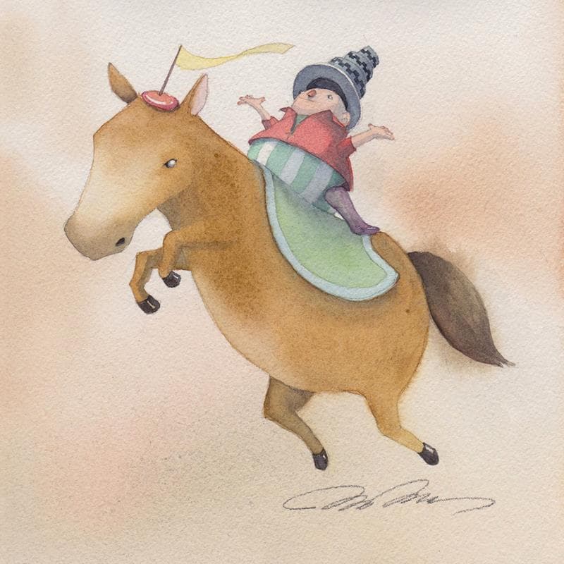 Painting Circus Horse by Masukawa Masako | Painting Naive art Watercolor Animals
