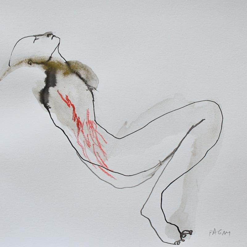 Painting Geste nu by Pagny Corine | Painting Figurative Black & White, Nude