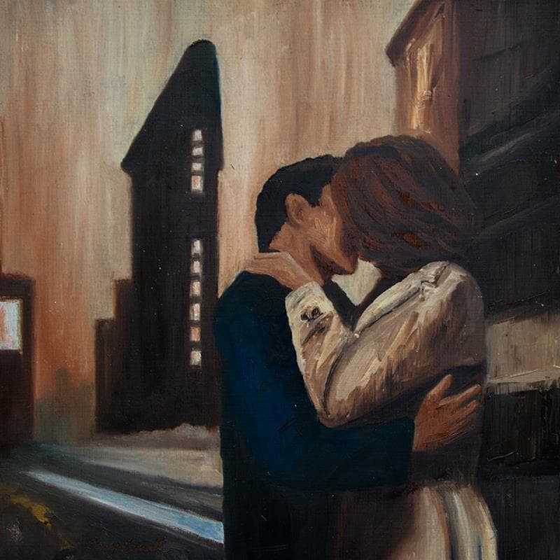 Gemälde The Kiss von Smith Gary | Gemälde Figurativ Acryl, Öl Alltagsszenen