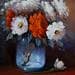 Painting White rose by Chico Souza | Painting Figurative Still-life Oil