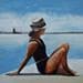 Peinture Sunbathing par Smith Gary | Tableau Figuratif Acrylique scènes de vie