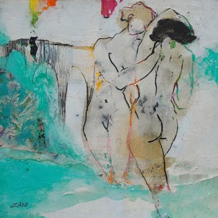 Painting Hug by Zani | Painting Figurative Mixed Nude