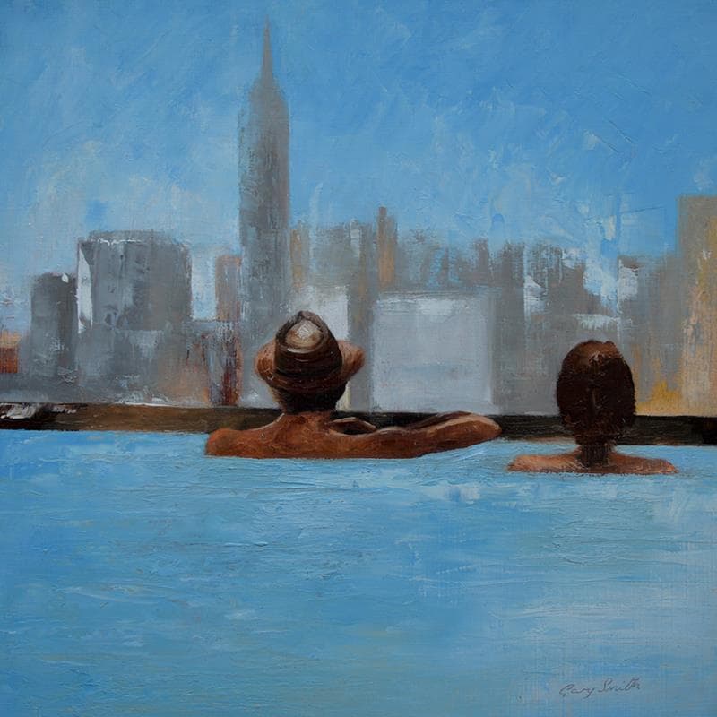 Painting Roof Pool by Smith Gary | Painting Figurative Acrylic, Oil Life style
