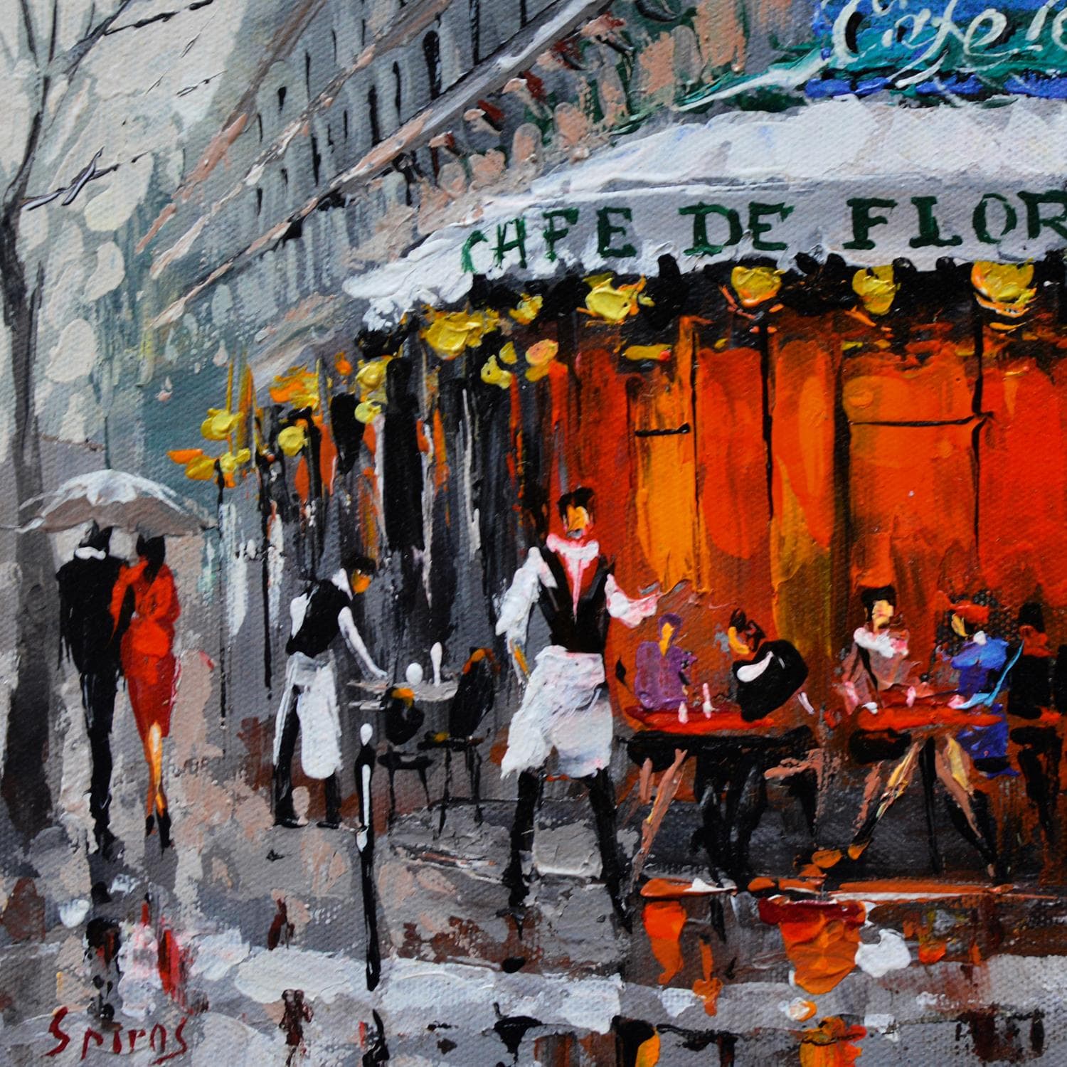 Peintures petit format HuileCafé de Flore par Dmitry Spiros Carré d