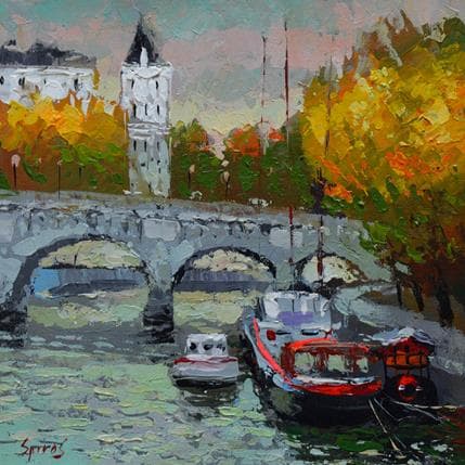 Painting Seine in september by Spiros Dmitry | Painting Figurative Oil Marine