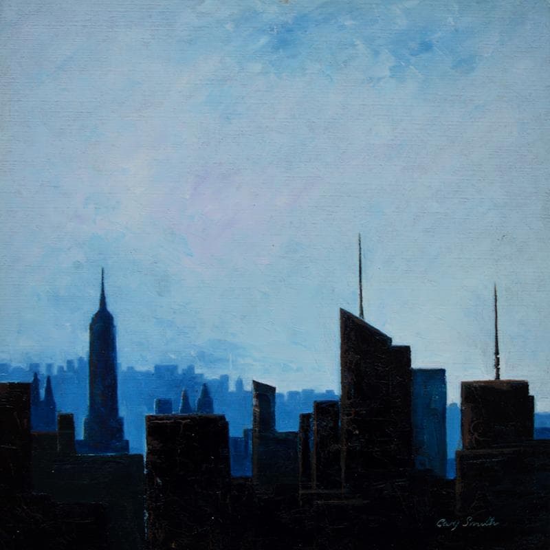 Peinture Manhattan Skyline par Smith Gary | Tableau Figuratif Acrylique, Huile Urbain