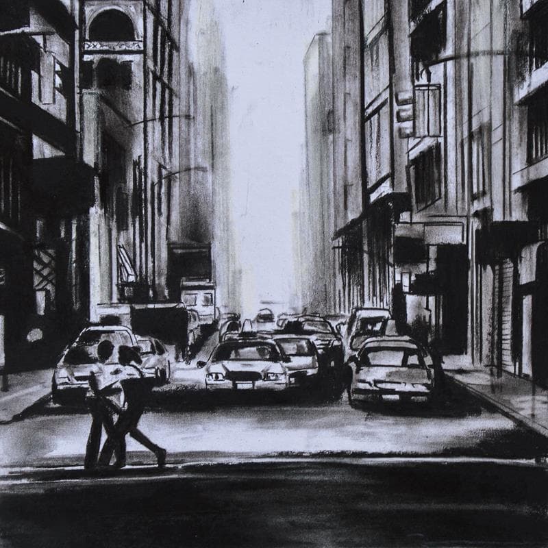 Painting Sans titre 11 by Stoekenbroek Denny | Painting Figurative Mixed Urban Black & White