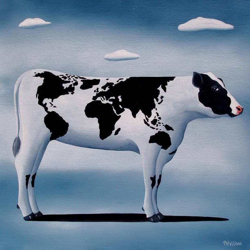 Painting Around the world by Trevisan Carlo | Painting Surrealist Oil Animals