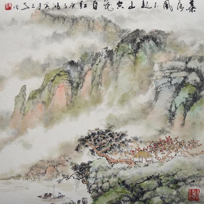 Peinture Romance par Sanqian | Tableau Figuratif Mixte Paysages