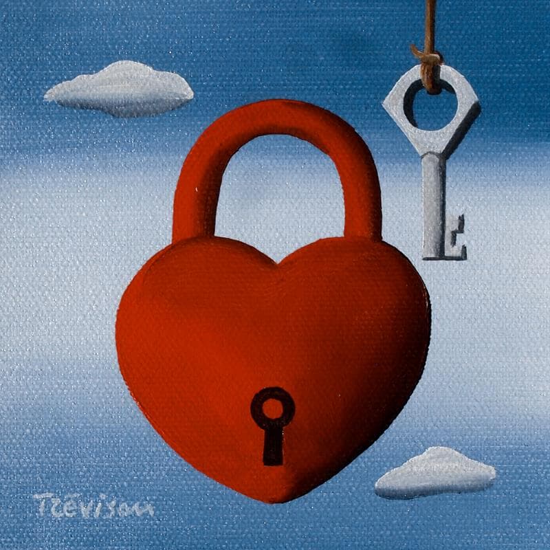 Painting Key to the heart by Trevisan Carlo | Painting Surrealism Oil