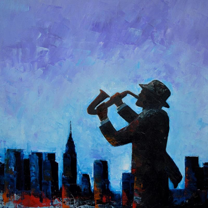 Painting City Jazz by Smith Gary | Painting Figurative Life style Oil Acrylic