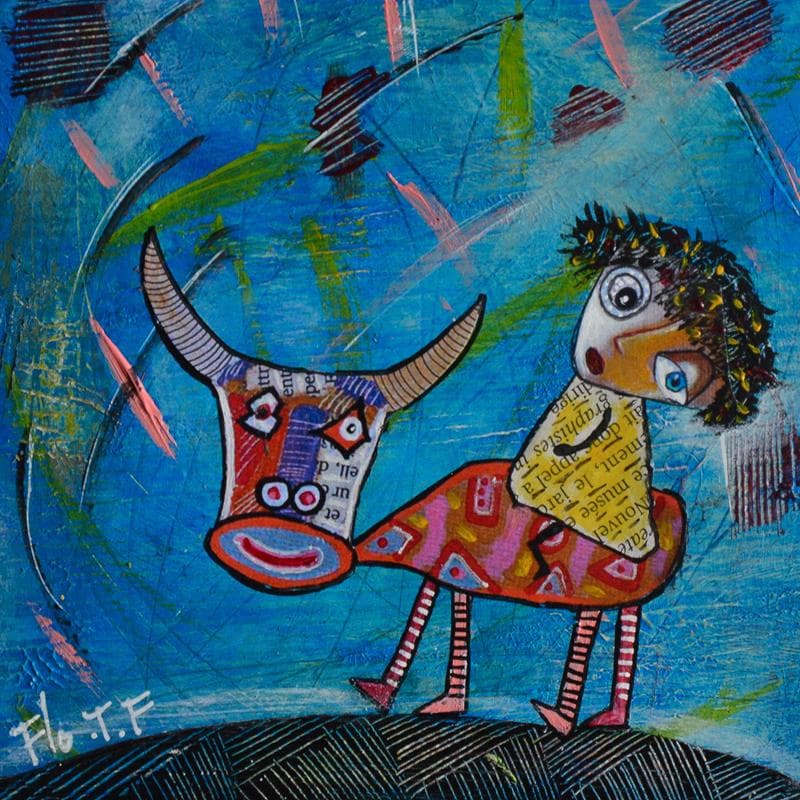 Painting Vacel by Thoirey Fourcade Florence | Painting Naive art Acrylic Life style