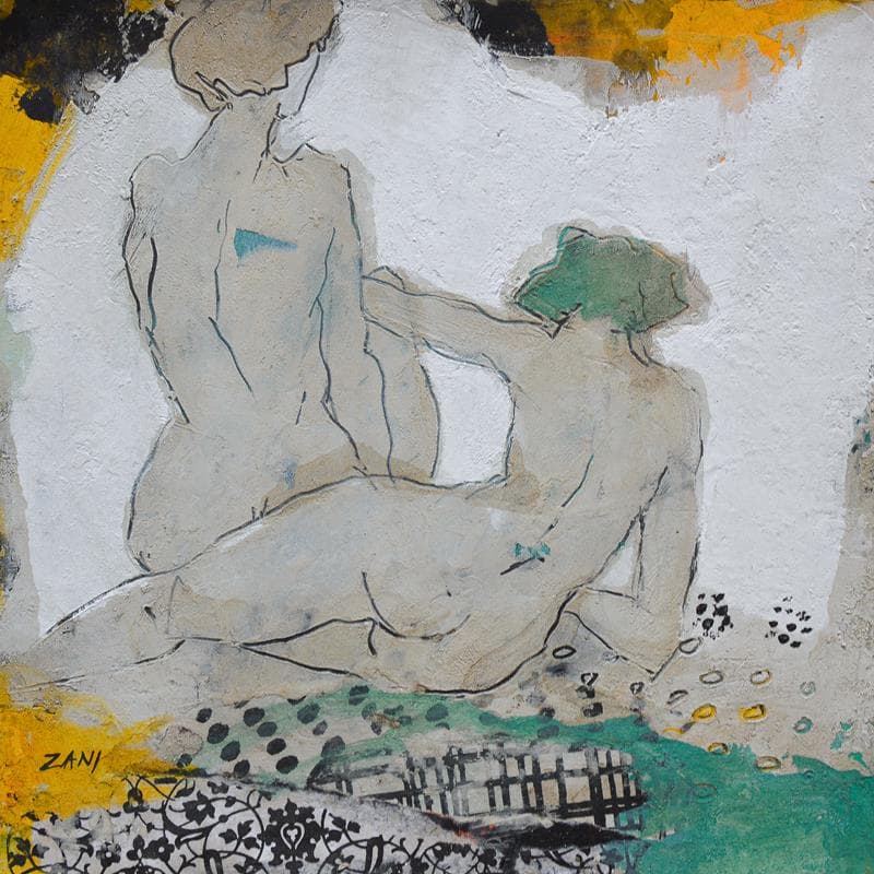Painting In the field by Zani | Painting Figurative Nude Acrylic