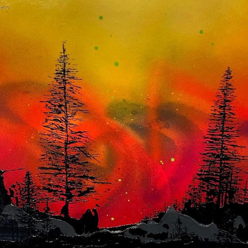 Gemälde Sunset at night von Herring Lee | Gemälde Figurativ Landschaften Graffiti