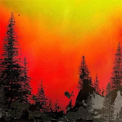 Painting Forest sunset by Herring Lee | Painting Figurative Graffiti Landscapes