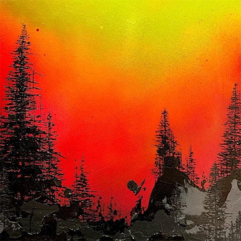 Peinture Forest sunset par Herring Lee | Tableau Figuratif Graffiti Paysages