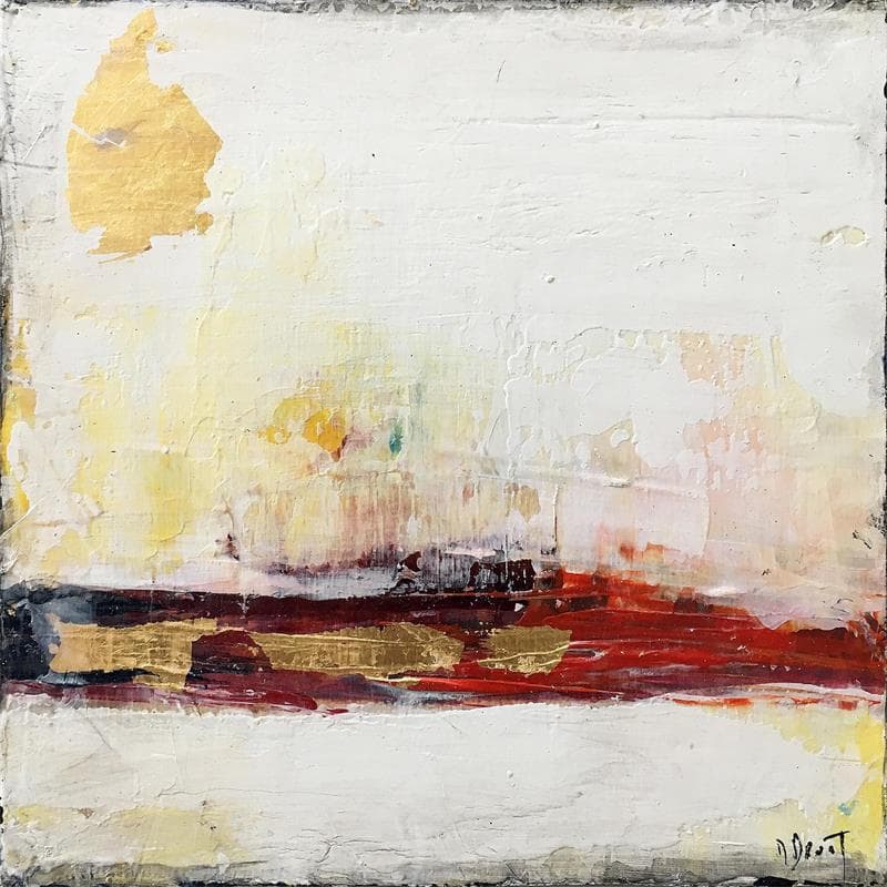 Peinture Sun in the mist par Droit Ode | Tableau Abstrait Mixte minimaliste