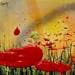 Gemälde Red Burst von Herring Lee | Gemälde Figurativ Landschaften Graffiti