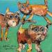 Painting 3 cats by Maury Hervé | Painting Naive art Animals