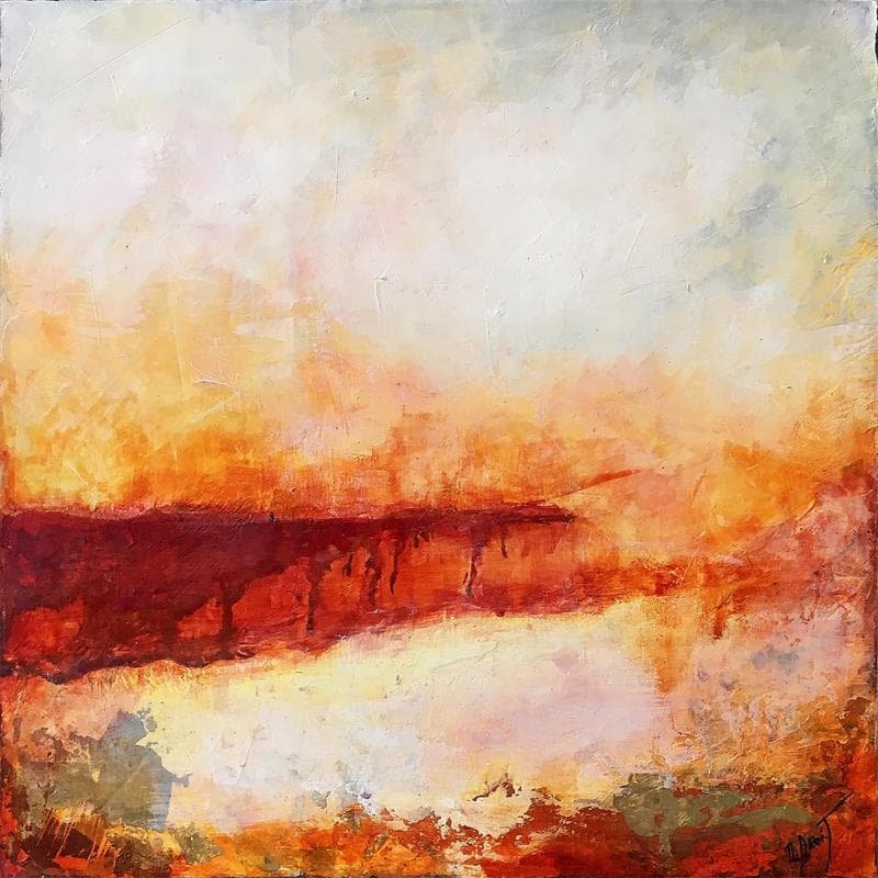Peinture Red Rock in the light par Droit Ode | Tableau Abstrait Mixte minimaliste